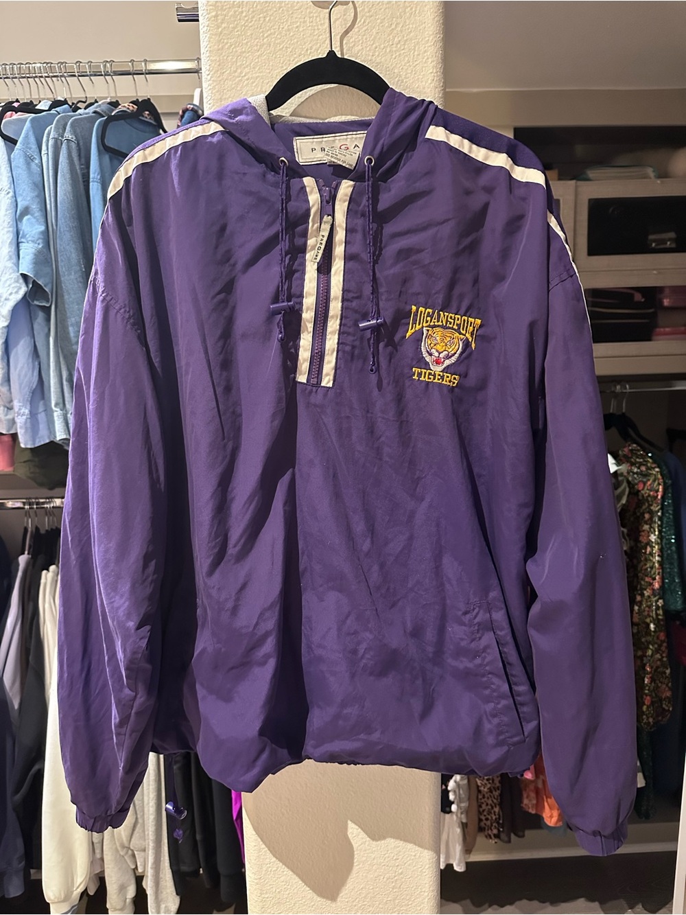 Vintage Logansport Tigers Purple Pullover Windbreaker